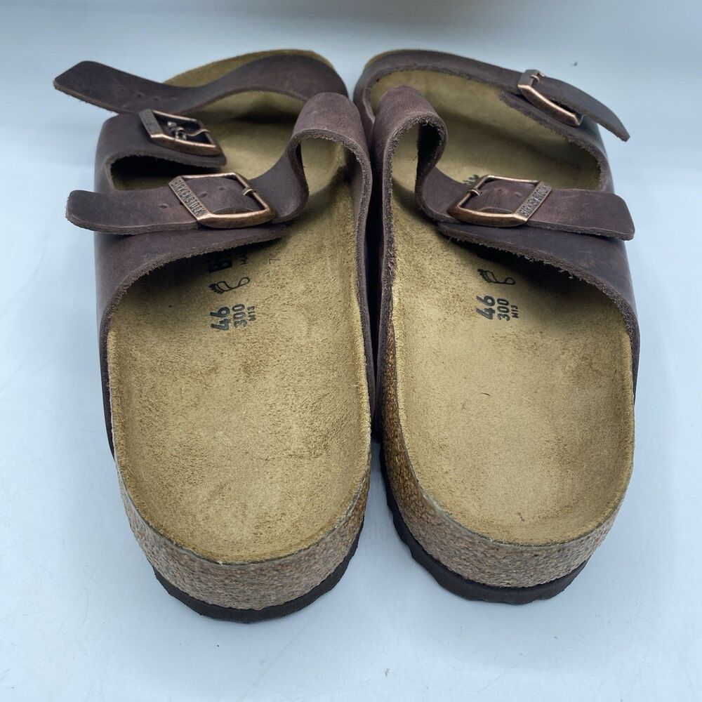 Birkenstock Arizona Sandals US 13 EU 46 Brown Brown Leather Buckle Boho NWOB - Picture 9 of 13